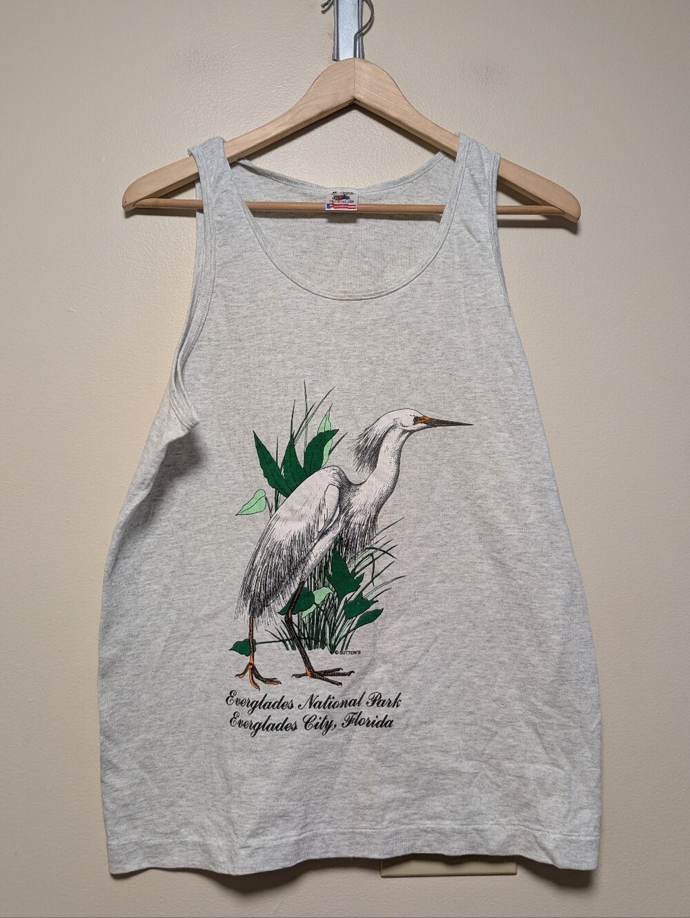 Vintage 90s Everglades National Park Heron Tank Top Medium USA Fruit of the Loom